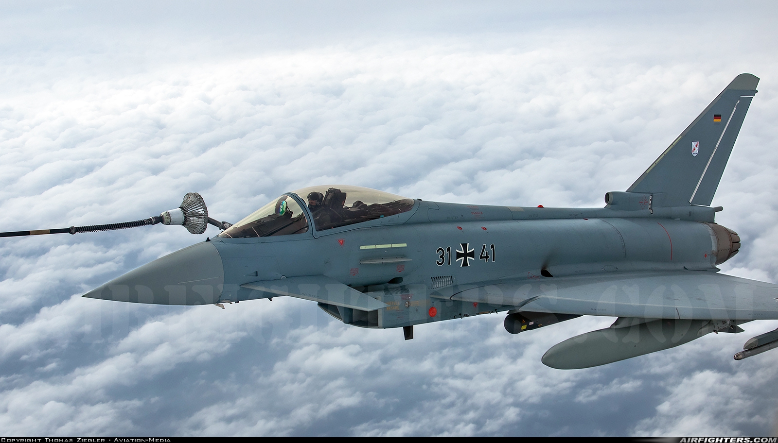 Germany - Air Force Eurofighter EF-2000 Typhoon S 31+41 at North Sea, International Airspace