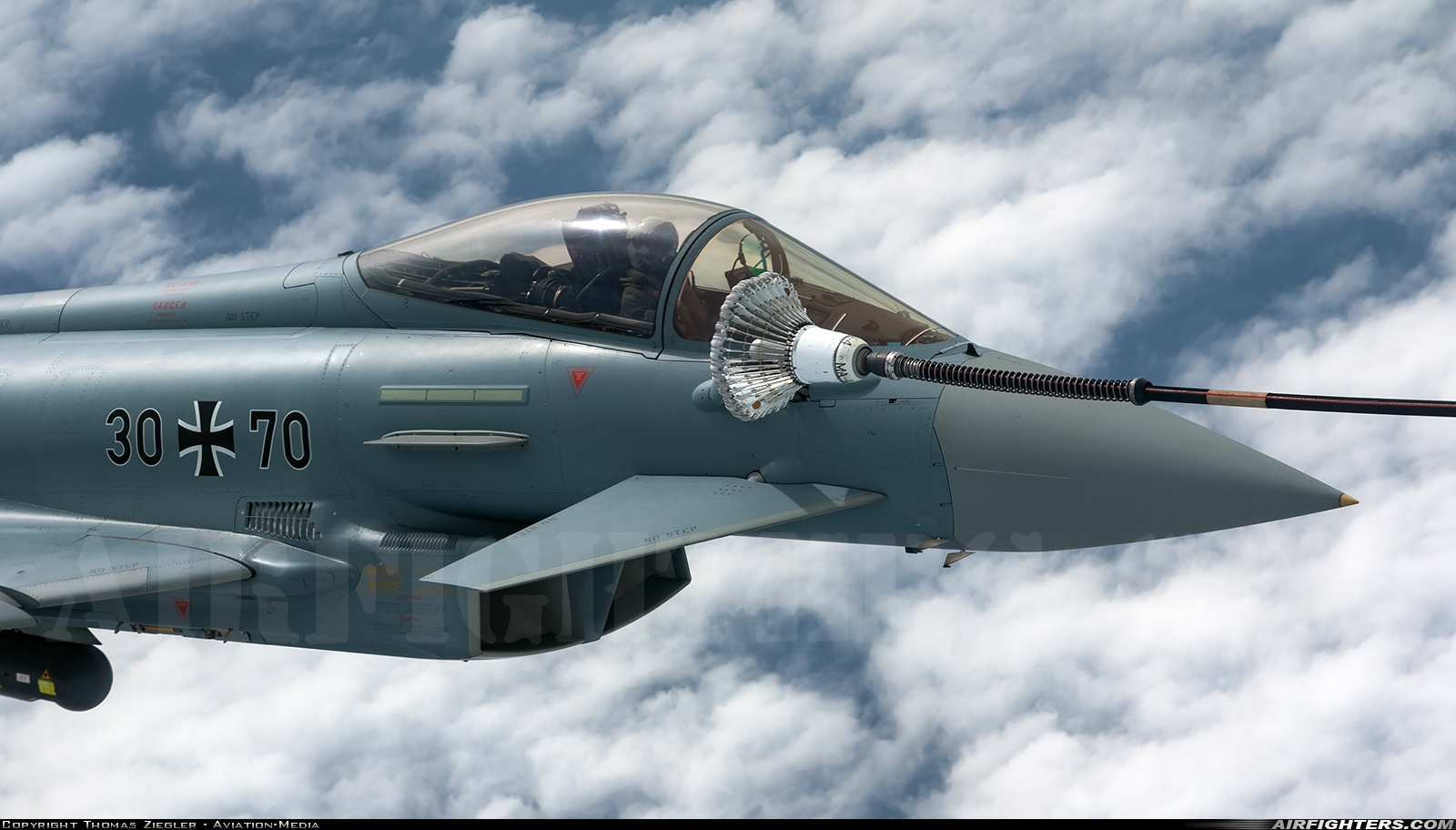 Germany - Air Force Eurofighter EF-2000 Typhoon S 30+70 at North Sea, International Airspace