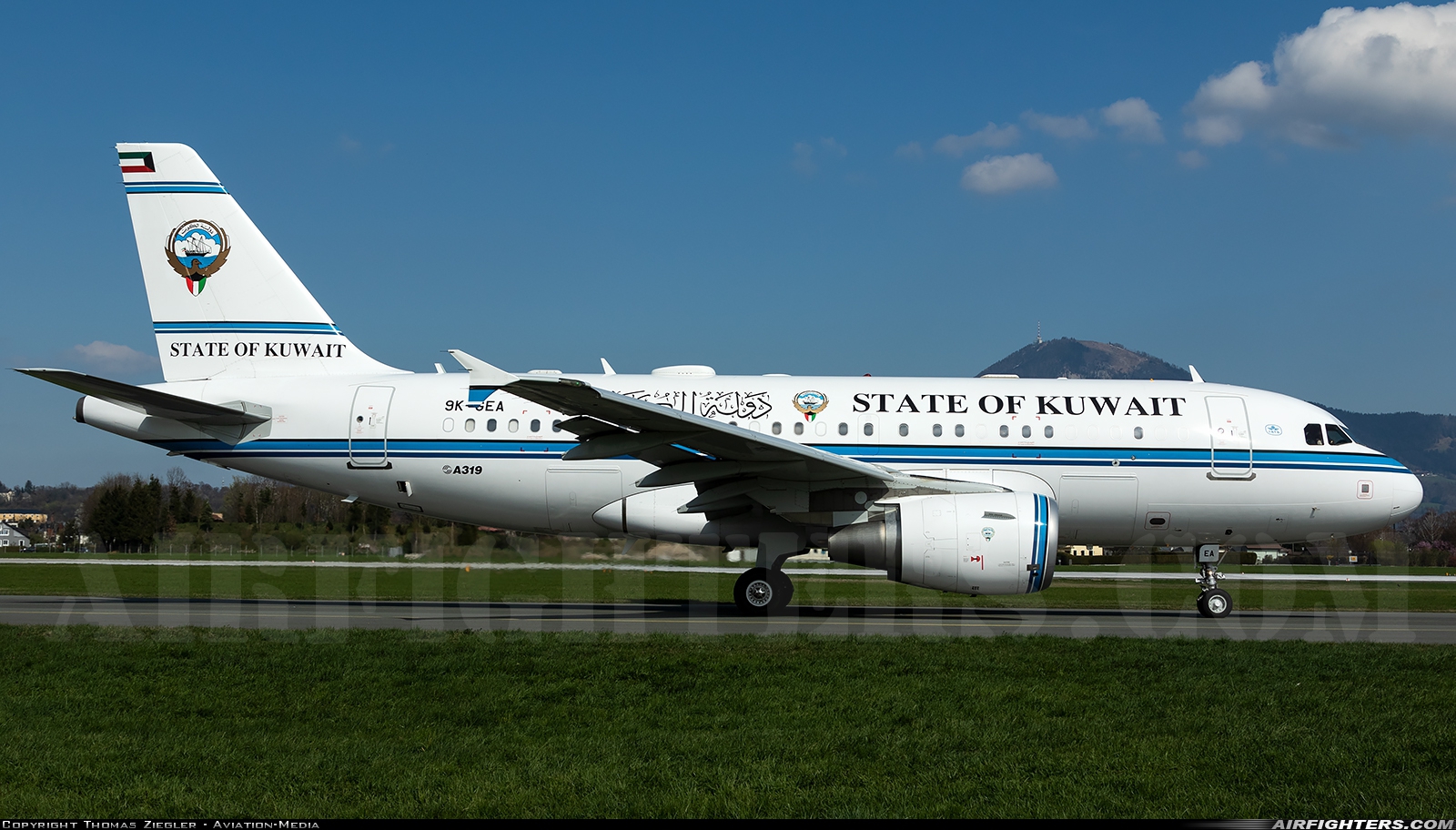 Kuwait - Goverment Airbus A319-115 CJ 9K-GEA at Salzburg - W.A. Mozart (Maxglan) (SZG / LOWS), Austria