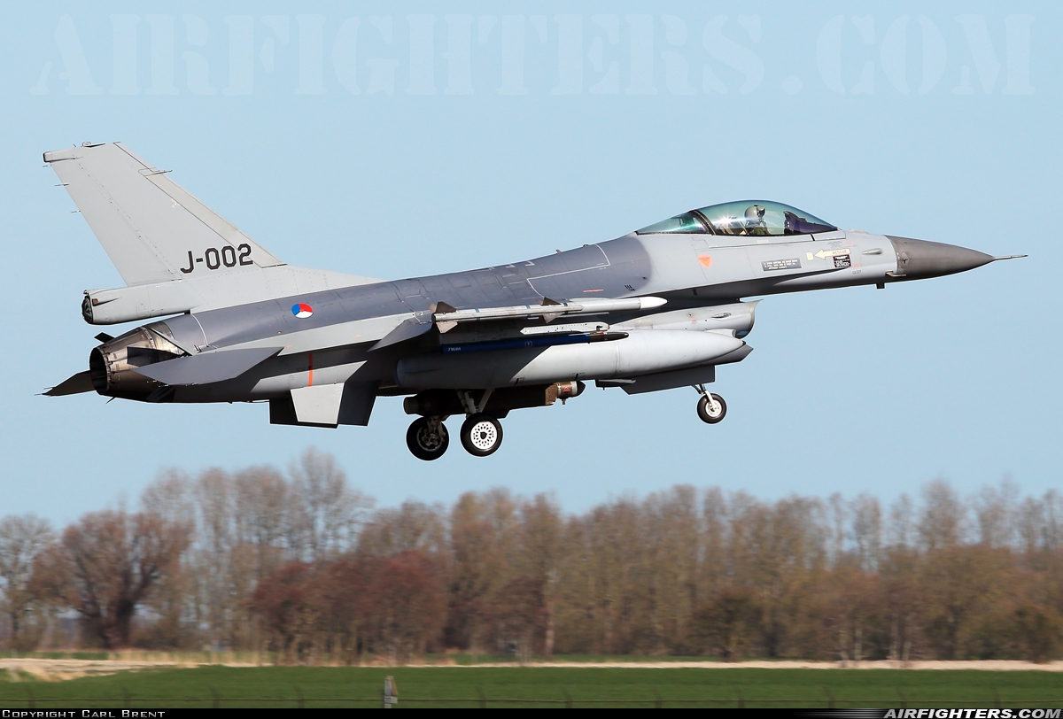 Netherlands - Air Force General Dynamics F-16AM Fighting Falcon J-002 at Leeuwarden (LWR / EHLW), Netherlands