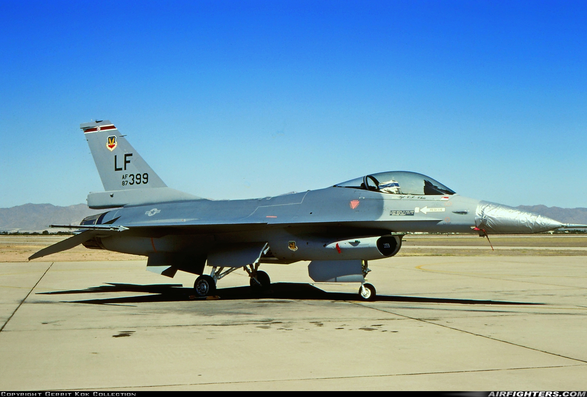 USA - Air Force General Dynamics F-16A Fighting Falcon 87-0399 at Glendale (Phoenix) - Luke AFB (LUF / KLUF), USA