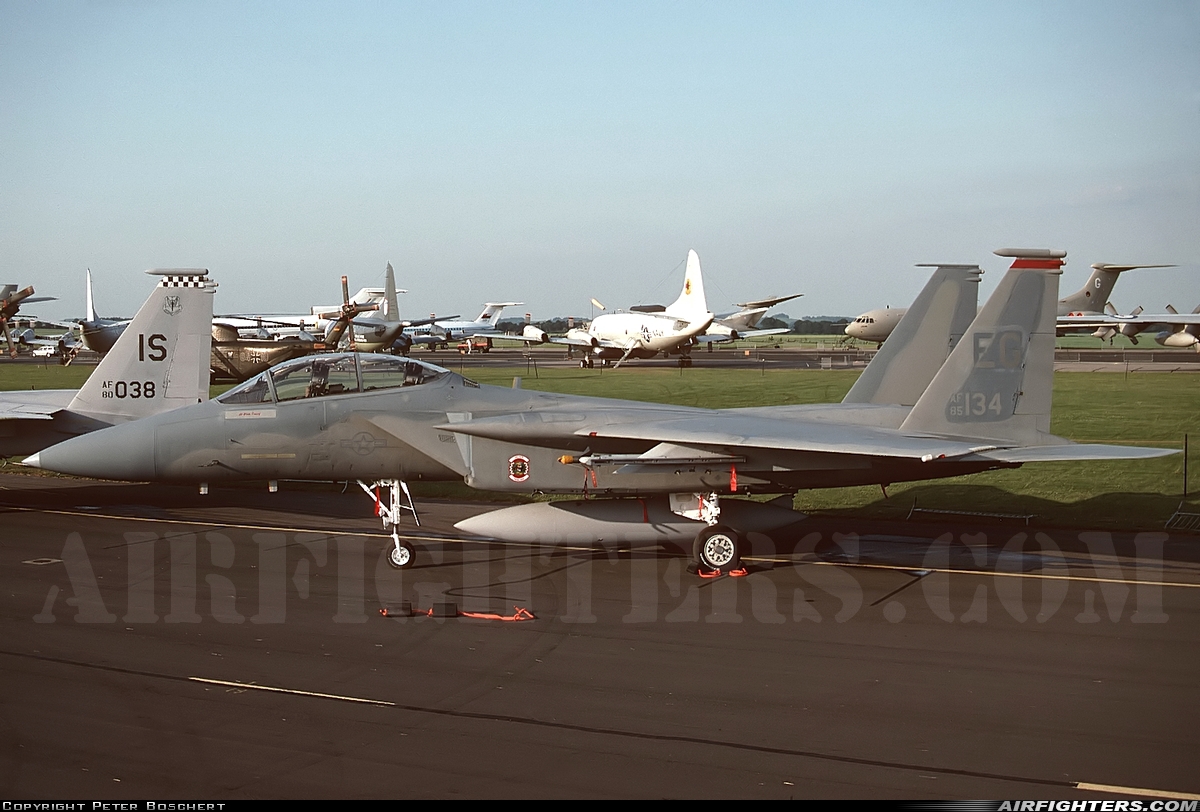 USA - Air Force McDonnell Douglas F-15D Eagle 85-0134 at Boscombe Down (EGDM), UK