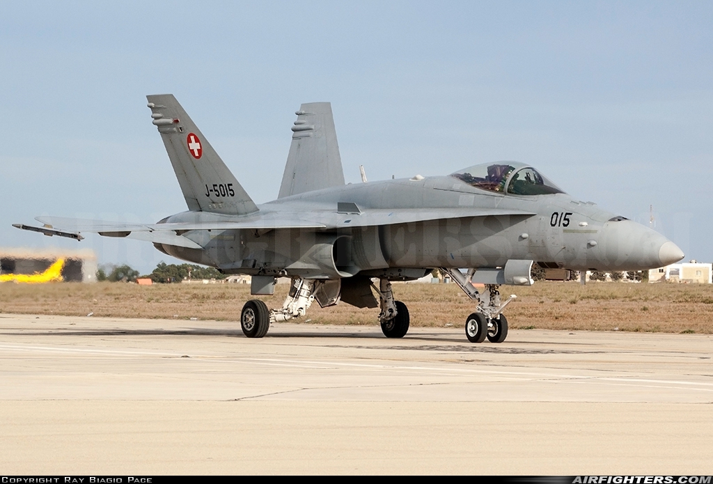 Switzerland - Air Force McDonnell Douglas F/A-18C Hornet J-5015 at Luqa - Malta International (MLA / LMML), Malta