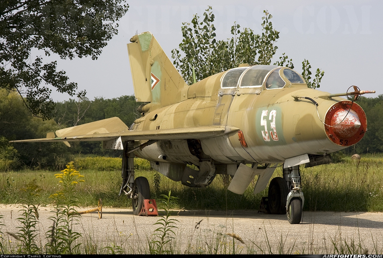 Hungary - Air Force Mikoyan-Gurevich MiG-21UM 53 at Papa (LHPA), Hungary