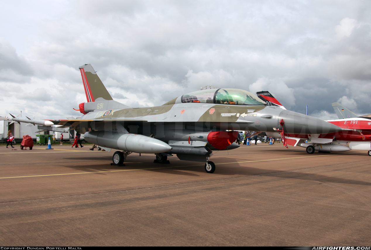 Norway - Air Force General Dynamics F-16BM Fighting Falcon 691 at Fairford (FFD / EGVA), UK