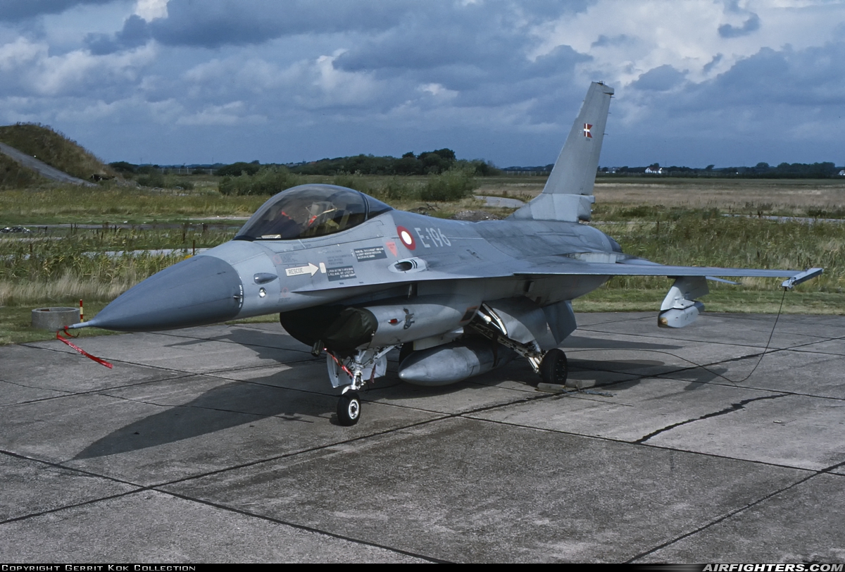 Denmark - Air Force General Dynamics F-16A Fighting Falcon E-196 at Aalborg (AAL / EKYT), Denmark