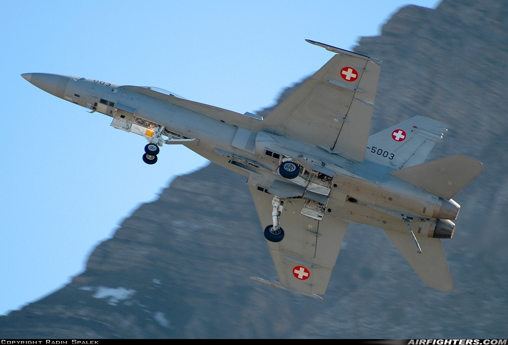 Switzerland - Air Force McDonnell Douglas F/A-18C Hornet J-5003 at Off-Airport - Axalp, Switzerland