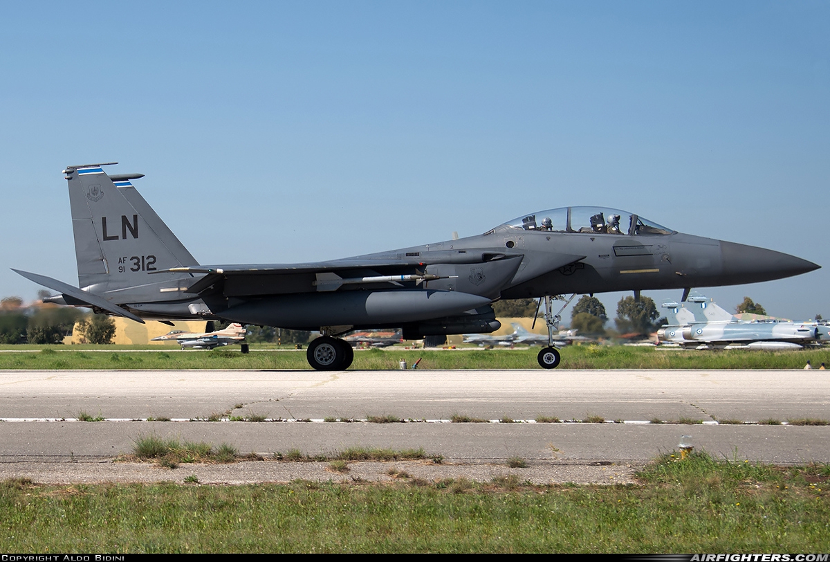 USA - Air Force McDonnell Douglas F-15E Strike Eagle 91-0312 at Andravida (Pyrgos -) (PYR / LGAD), Greece