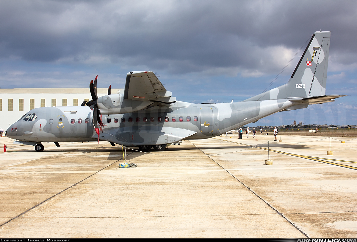 Poland - Air Force CASA C-295M 023 at Luqa - Malta International (MLA / LMML), Malta