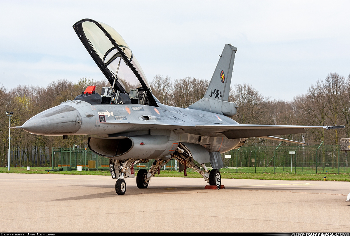 Netherlands - Air Force General Dynamics F-16BM Fighting Falcon J-884 at Uden - Volkel (UDE / EHVK), Netherlands