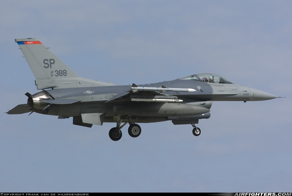 USA - Air Force General Dynamics F-16C Fighting Falcon 91-0338 at Florennes (EBFS), Belgium
