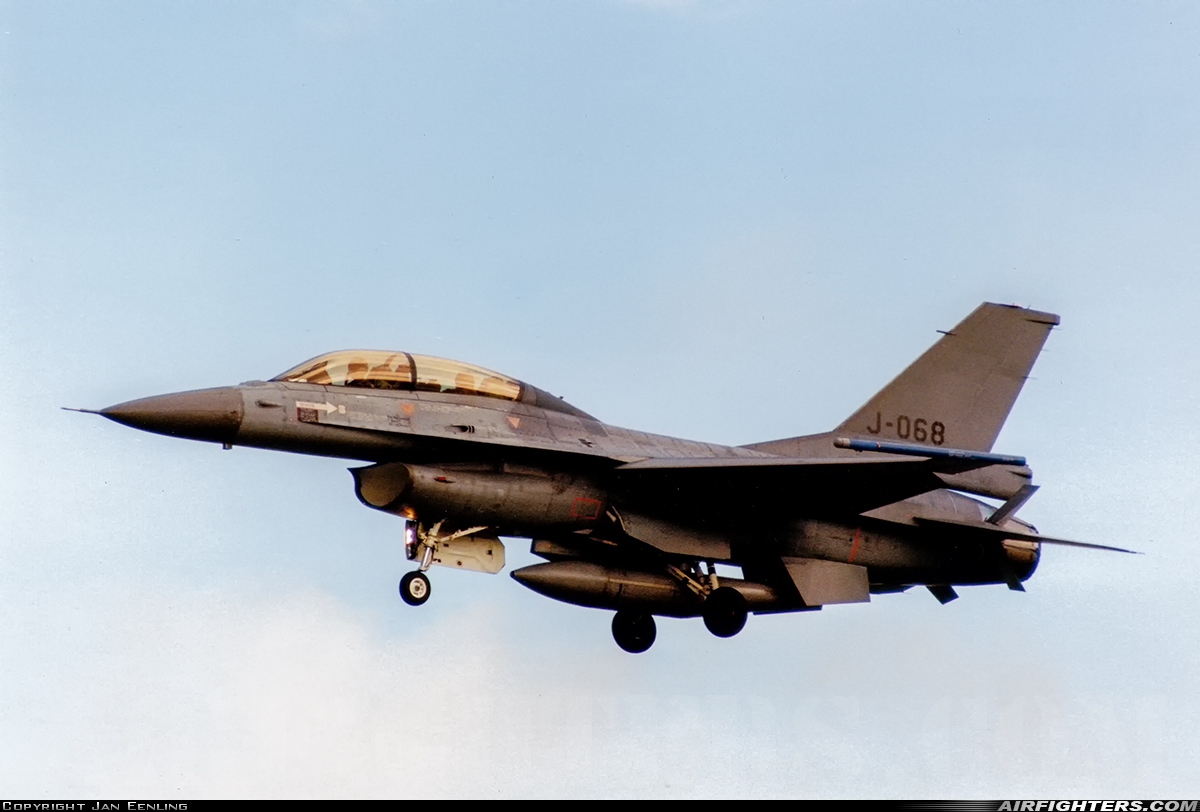 Netherlands - Air Force General Dynamics F-16BM Fighting Falcon J-068 at Leeuwarden (LWR / EHLW), Netherlands