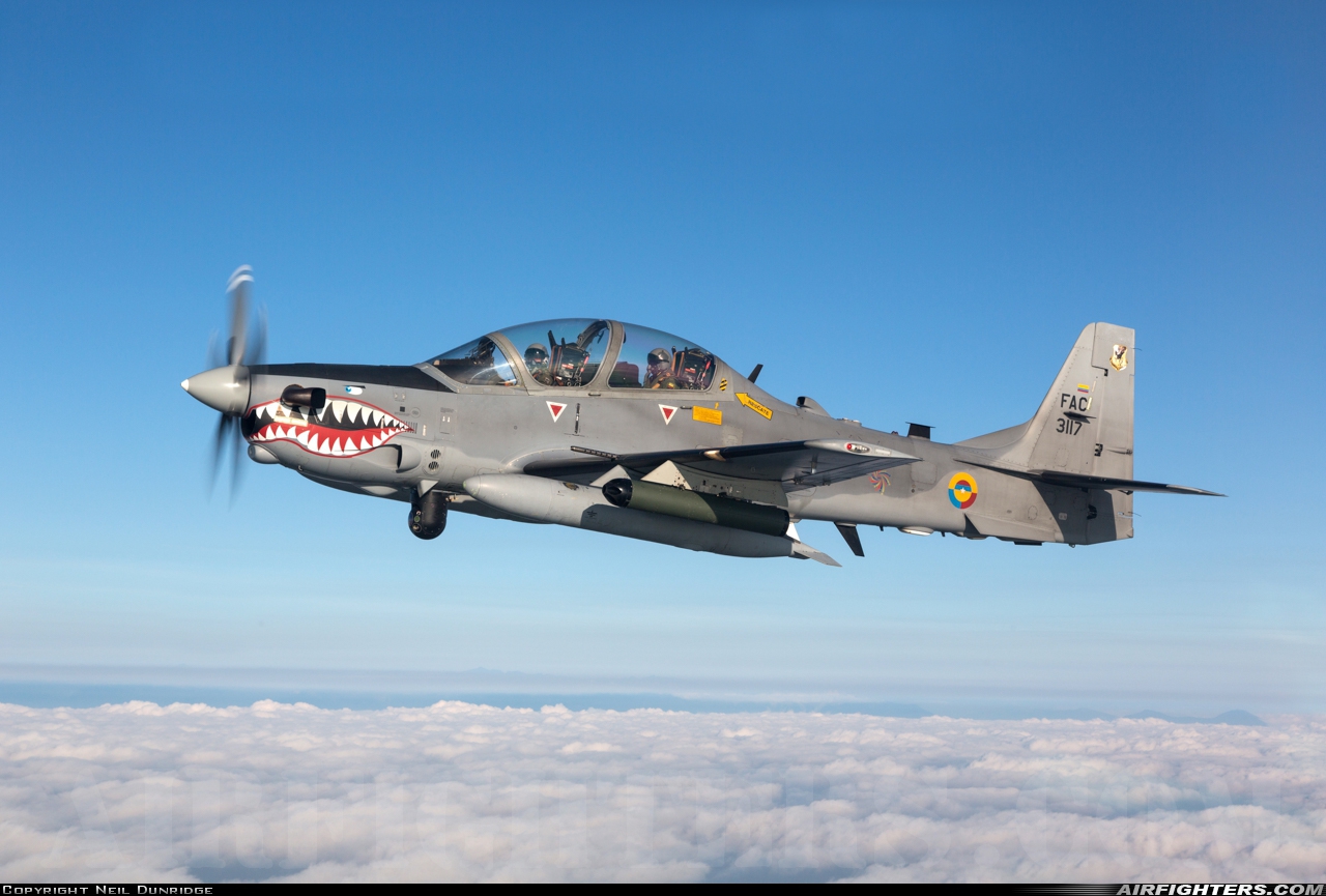 Colombia - Air Force Embraer A-29B Super Tucano (EMB-314B) 3117 at In Flight, Colombia