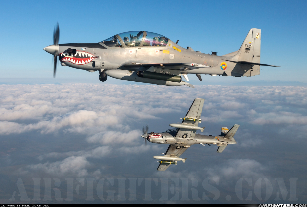 Colombia - Air Force Embraer A-29B Super Tucano (EMB-314B) 3117 at In Flight, Colombia