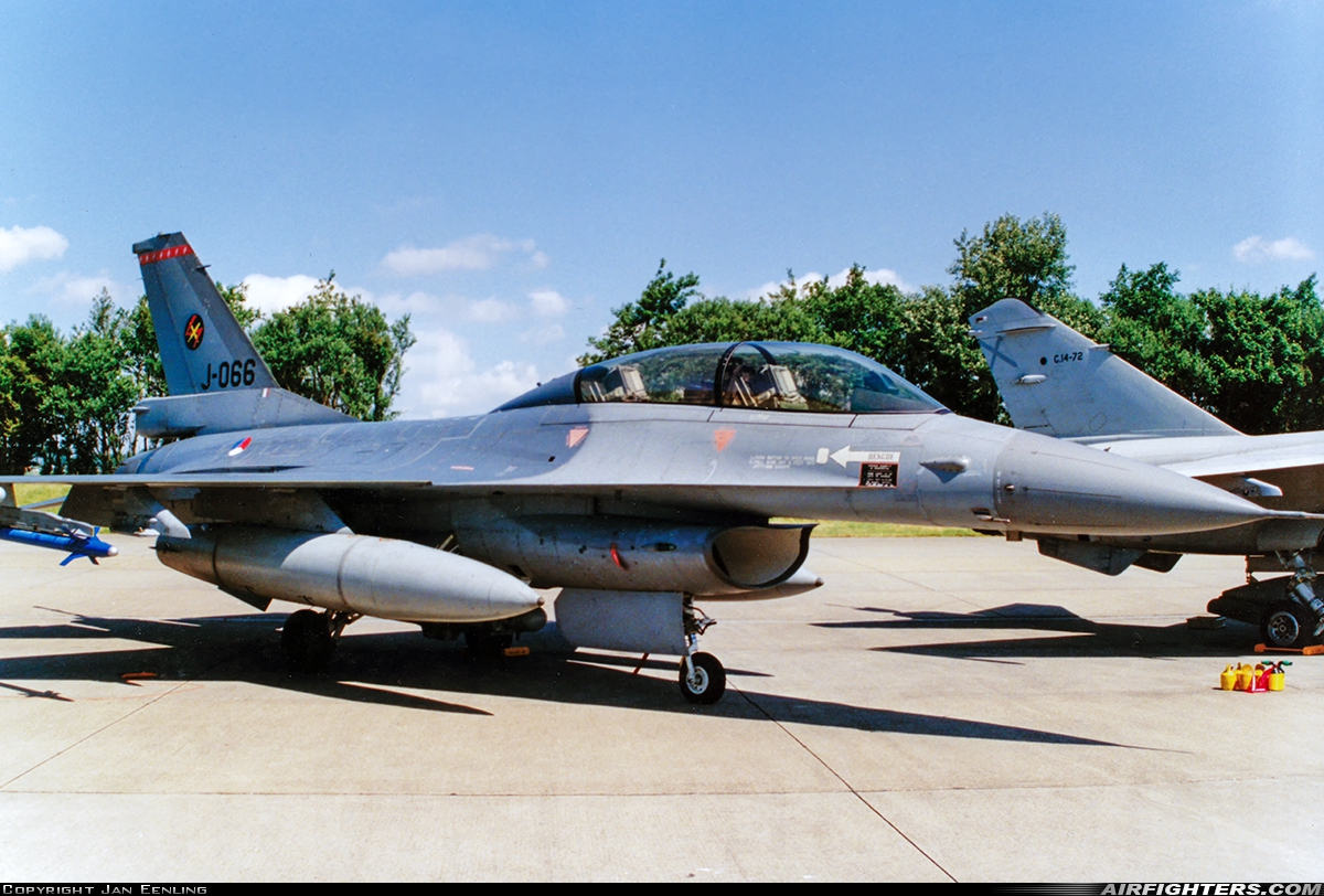 Netherlands - Air Force General Dynamics F-16B Fighting Falcon J-066 at Leeuwarden (LWR / EHLW), Netherlands