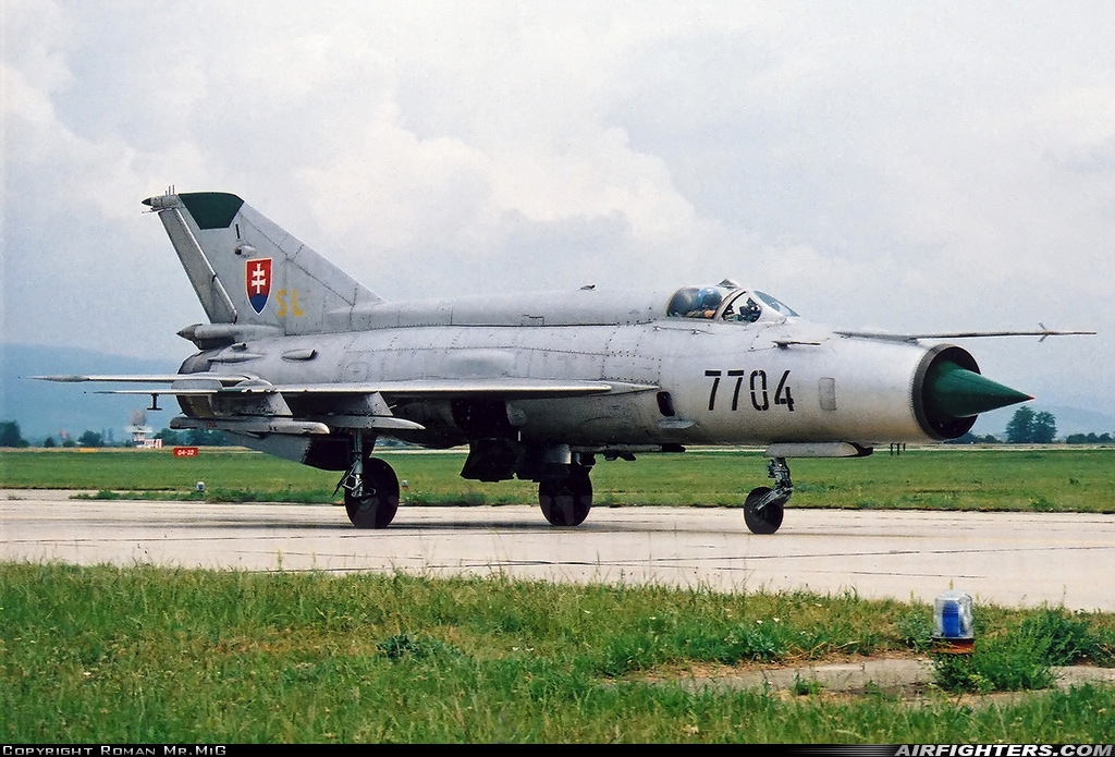 Slovakia - Air Force Mikoyan-Gurevich MiG-21MF 7704 at Bratislava - M.R. Stefanik (Ivanka) (BTS / LZIB), Slovakia