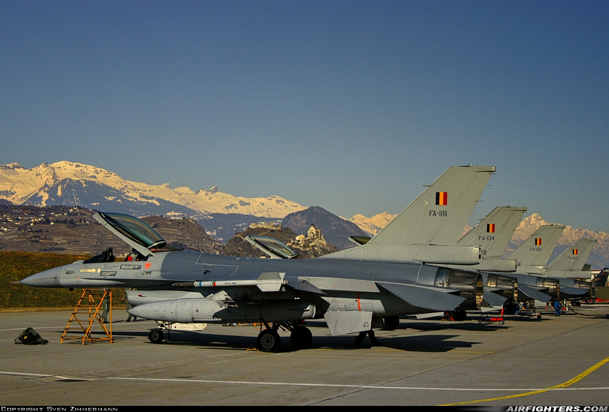 Belgium - Air Force General Dynamics F-16AM Fighting Falcon FA-118 at Sion (- Sitten) (SIR / LSGS / LSMS), Switzerland