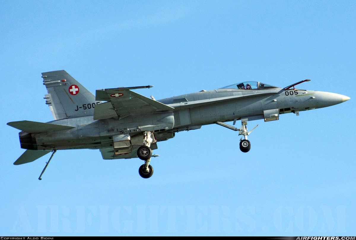 Switzerland - Air Force McDonnell Douglas F/A-18C Hornet J-5005 at Off-Airport - Jesolo, Italy