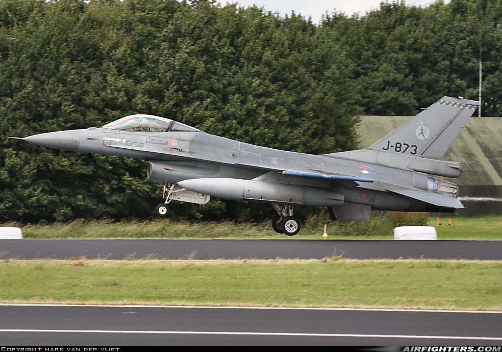 Netherlands - Air Force General Dynamics F-16AM Fighting Falcon J-873 at Leeuwarden (LWR / EHLW), Netherlands