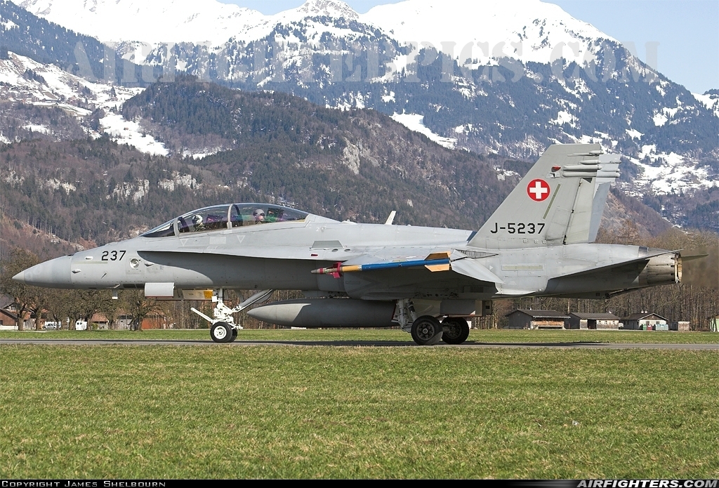 Switzerland - Air Force McDonnell Douglas F/A-18D Hornet J-5237 at Meiringen (LSMM), Switzerland