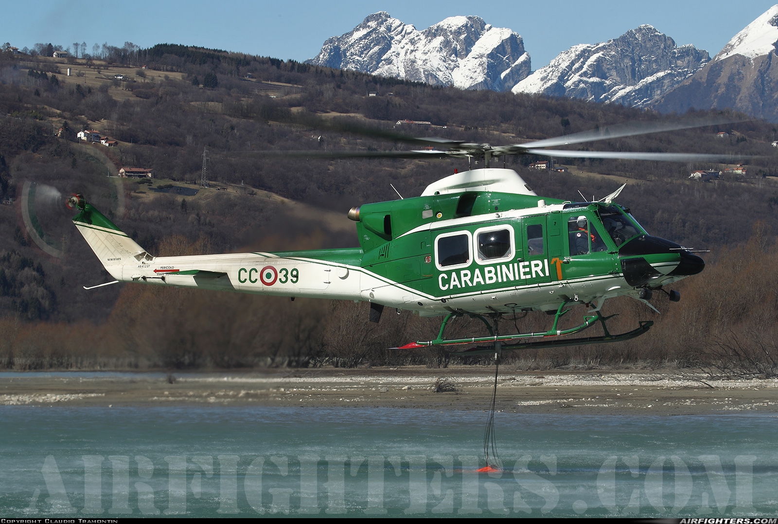 Italy - Carabinieri Agusta-Bell AB-412EP Grifone MM81695 at Off-Airport - Lago di Santa Croce, Italy
