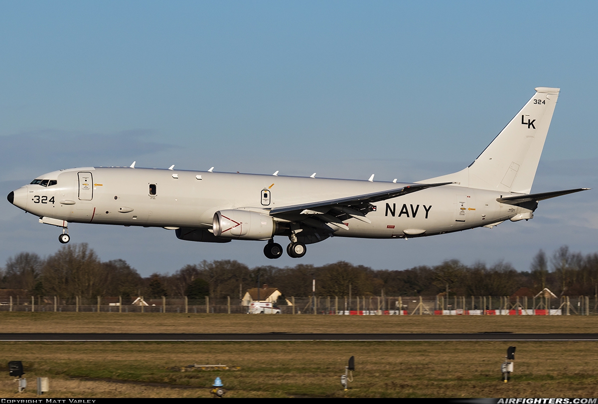 USA - Navy Boeing P-8A Poseidon (737-800ERX) 169324 at Mildenhall (MHZ / GXH / EGUN), UK