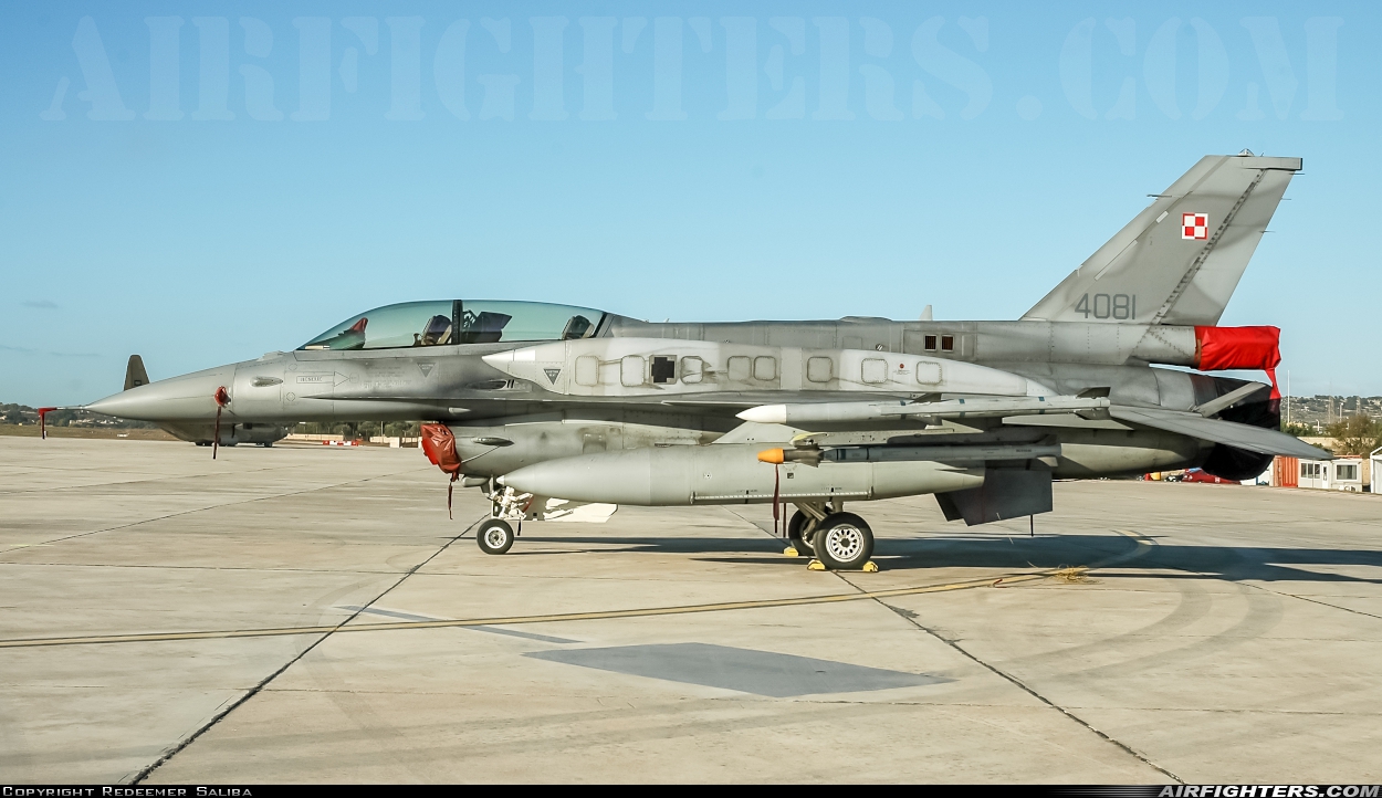 Poland - Air Force General Dynamics F-16D Fighting Falcon 4081 at Luqa - Malta International (MLA / LMML), Malta
