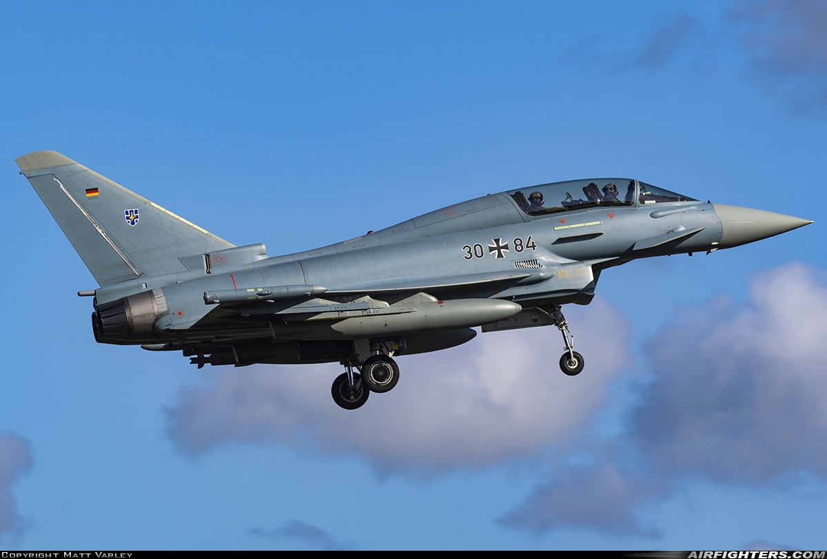Germany - Air Force Eurofighter EF-2000 Typhoon T 30+84 at Coningsby (EGXC), UK