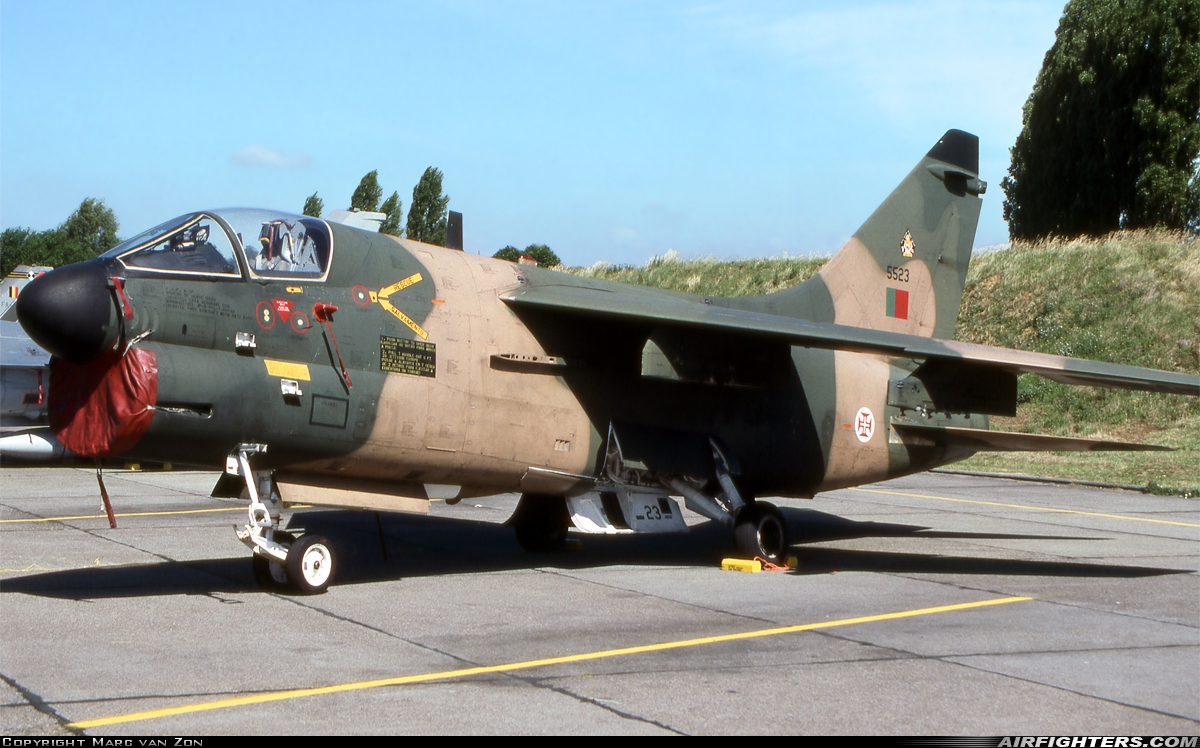 Portugal - Air Force LTV Aerospace A-7P Corsair II 5523 at Liege (- Bierset) (LGG / EBLG), Belgium