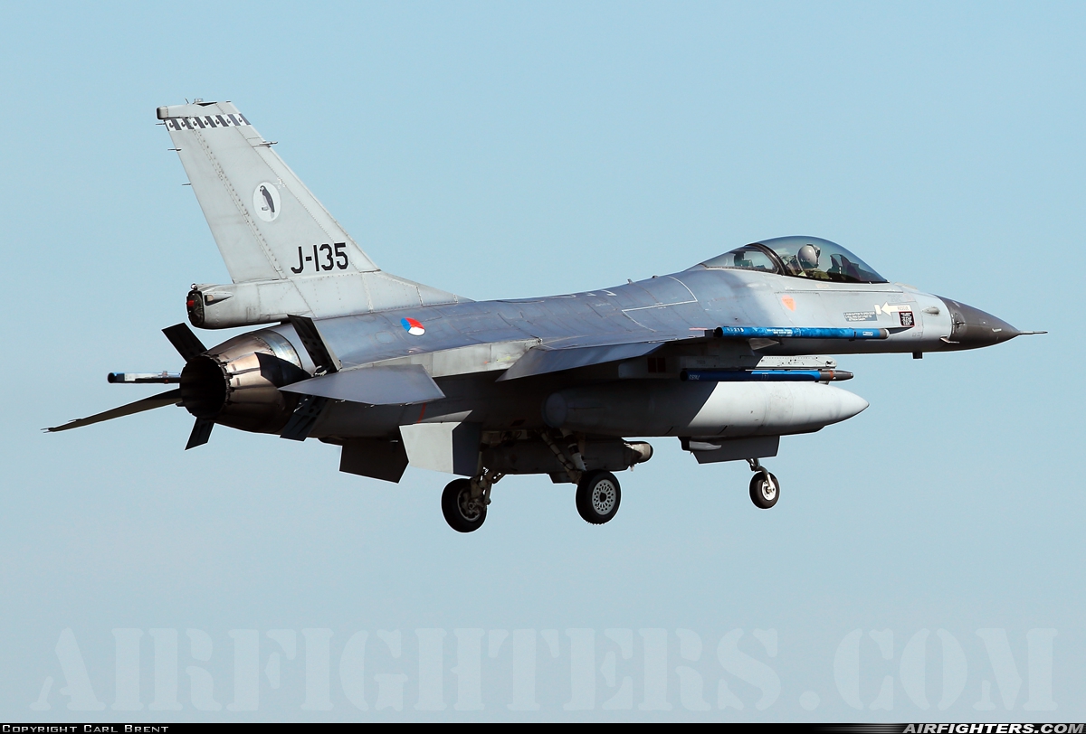 Netherlands - Air Force General Dynamics F-16AM Fighting Falcon J-135 at Leeuwarden (LWR / EHLW), Netherlands
