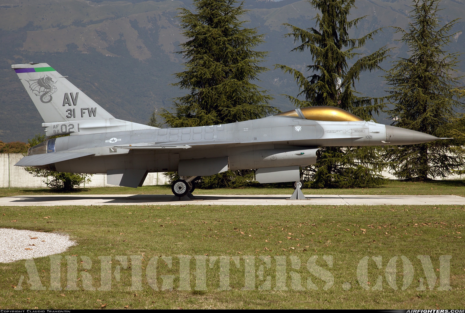 USA - Air Force General Dynamics F-16A/ADF Fighting Falcon 82-1021 at Aviano (- Pagliano e Gori) (AVB / LIPA), Italy