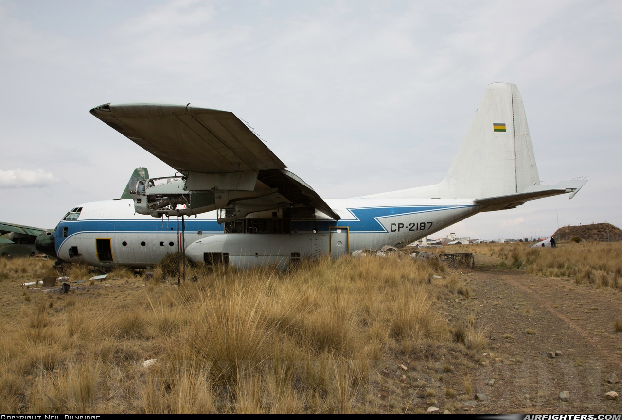 Bolivia - Air Force Lockheed C-130A Hercules (L-182) CP-2187 at La Paz - El Alto (John F. Kennedy) (LPB / SLLP), Bolivia