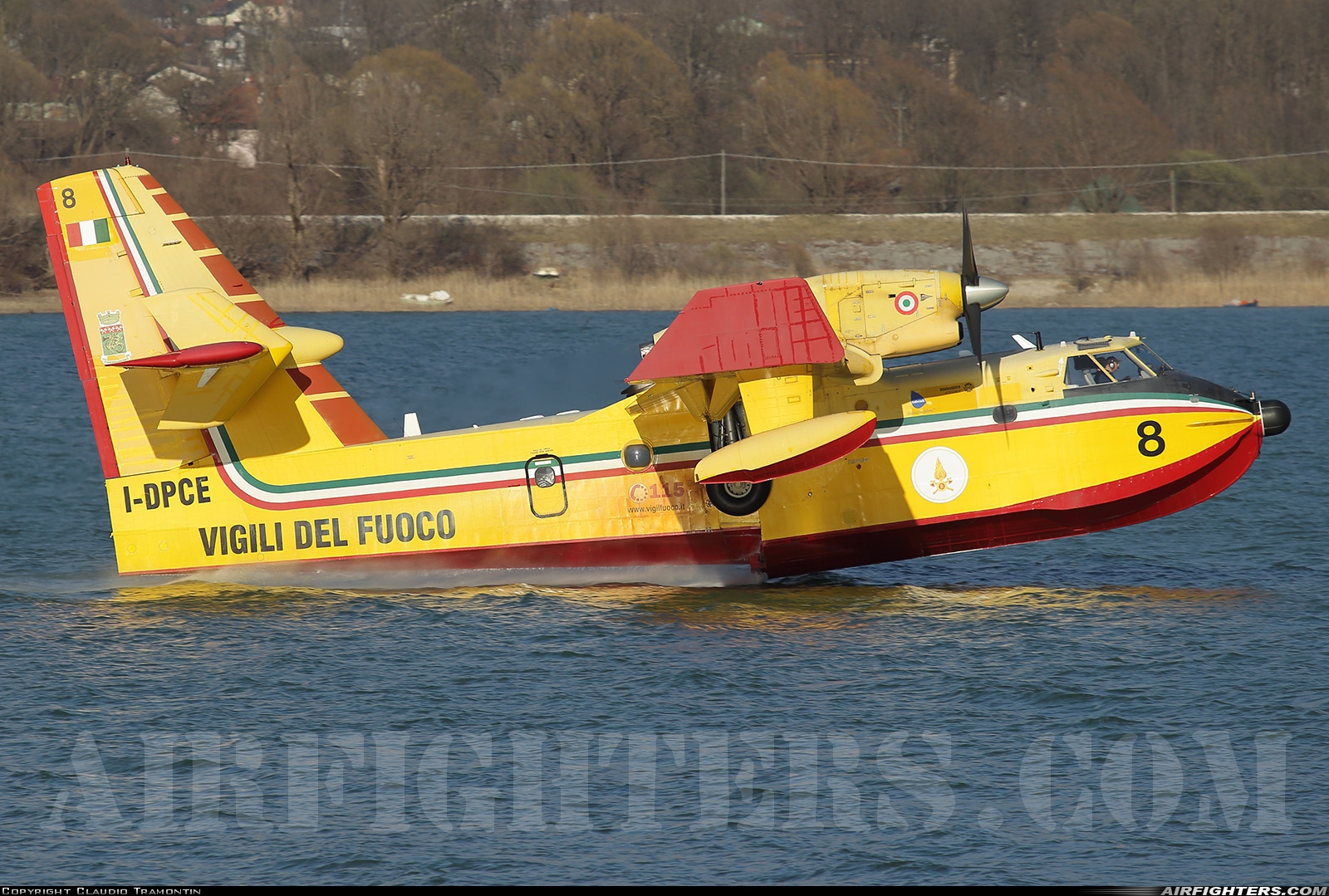 Italy - Vigili del Fuoco Canadair CL-415 I-DPCE at Off-Airport - Lago di Santa Croce, Italy