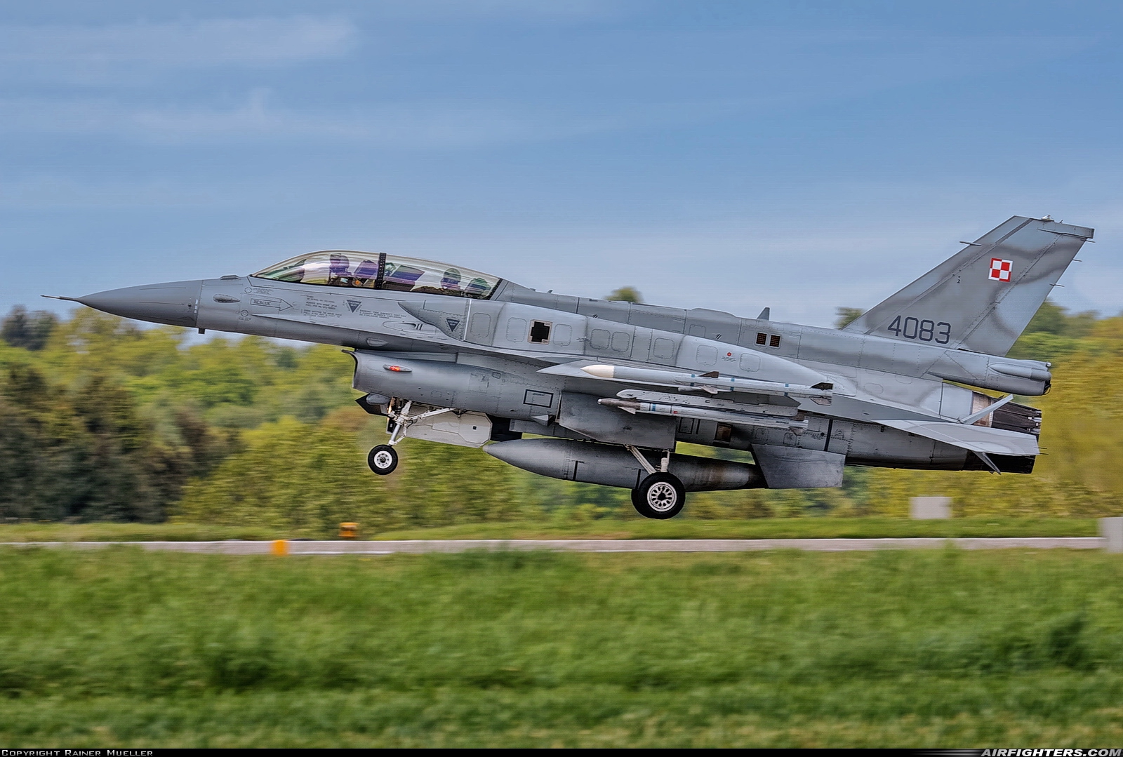 Poland - Air Force General Dynamics F-16D Fighting Falcon 4083 at Florennes (EBFS), Belgium