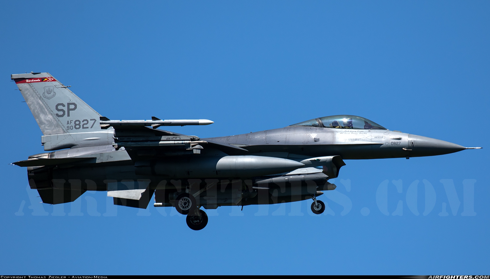 USA - Air Force General Dynamics F-16C Fighting Falcon 90-0827 at Spangdahlem (SPM / ETAD), Germany