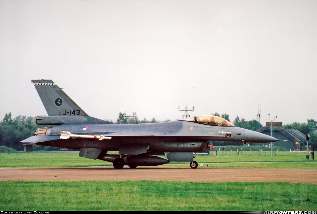 Netherlands - Air Force General Dynamics F-16A Fighting Falcon J-143 at Leeuwarden (LWR / EHLW), Netherlands