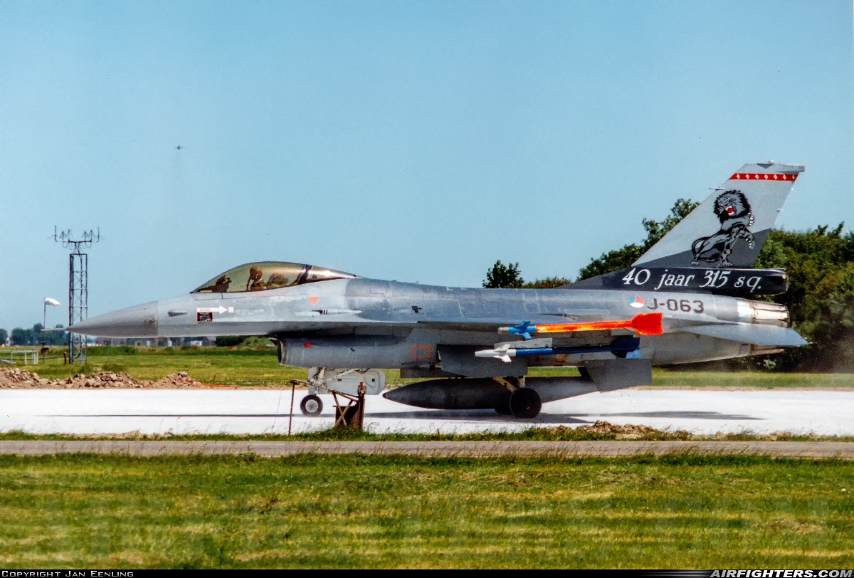 Netherlands - Air Force General Dynamics F-16A Fighting Falcon J-063 at Leeuwarden (LWR / EHLW), Netherlands