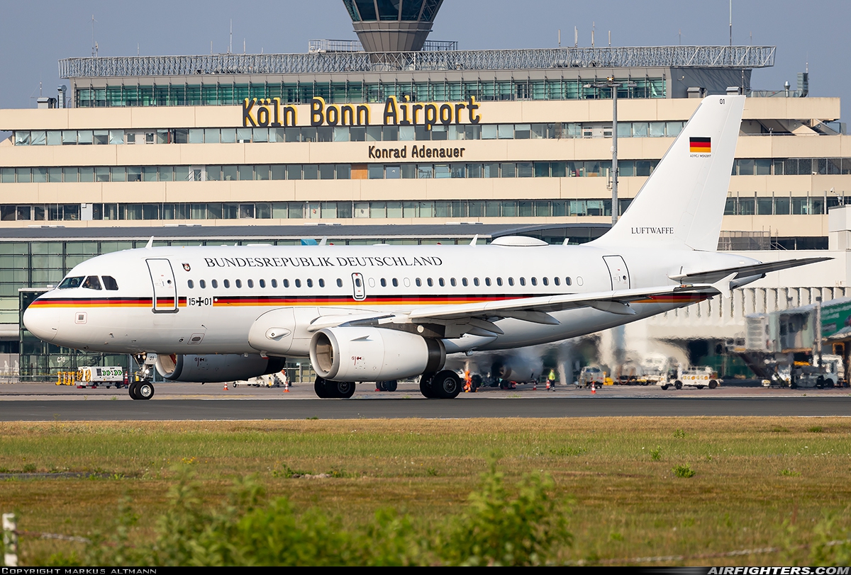 Germany - Air Force Airbus A319-133X 15+01 at Cologne / Bonn (- Konrad Adenauer / Wahn) (CGN / EDDK), Germany