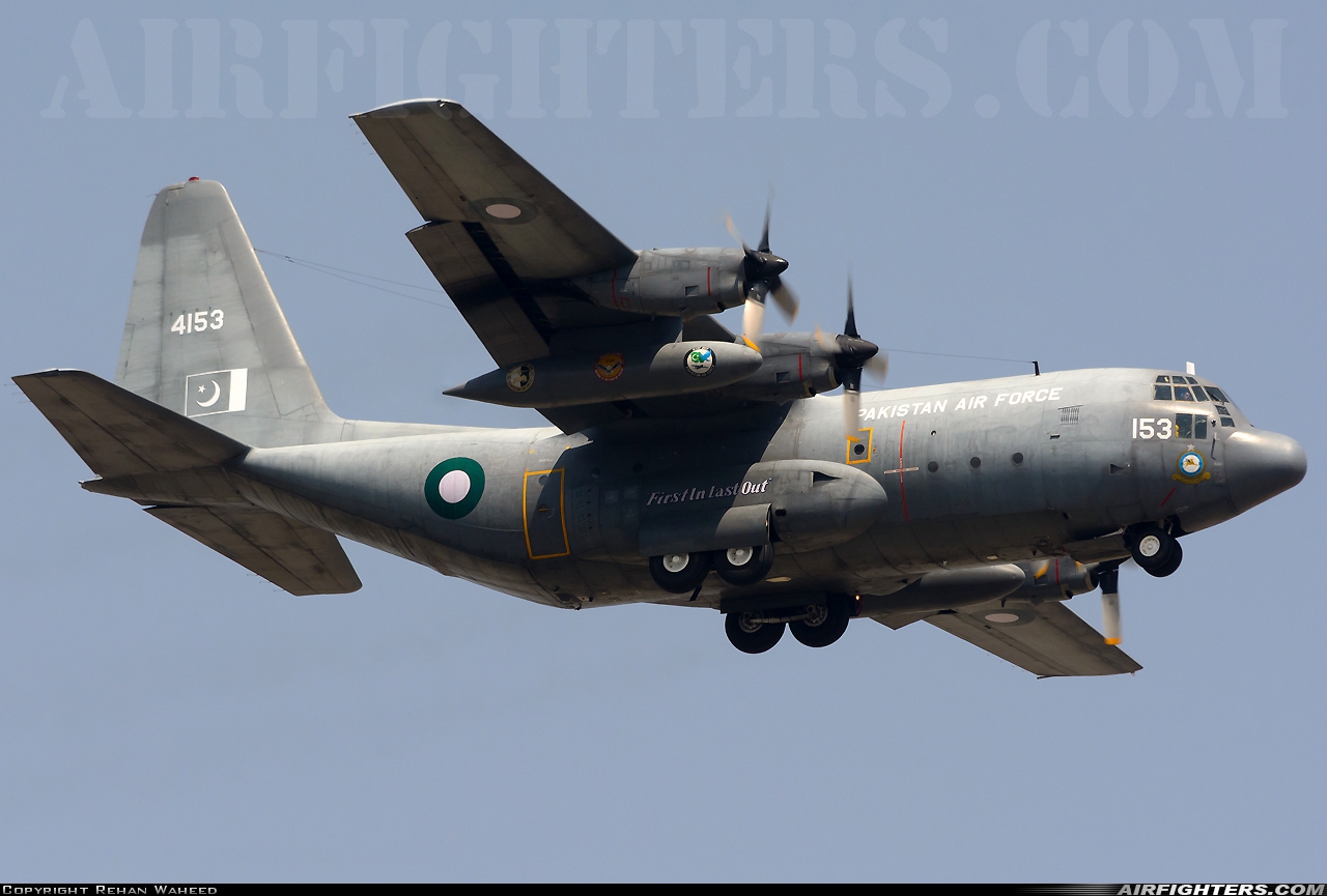 Pakistan - Air Force Lockheed C-130E Hercules (L-382) 4153 at Rawalpindi - Nur Khan Airbase (ISB / OPRN), Pakistan