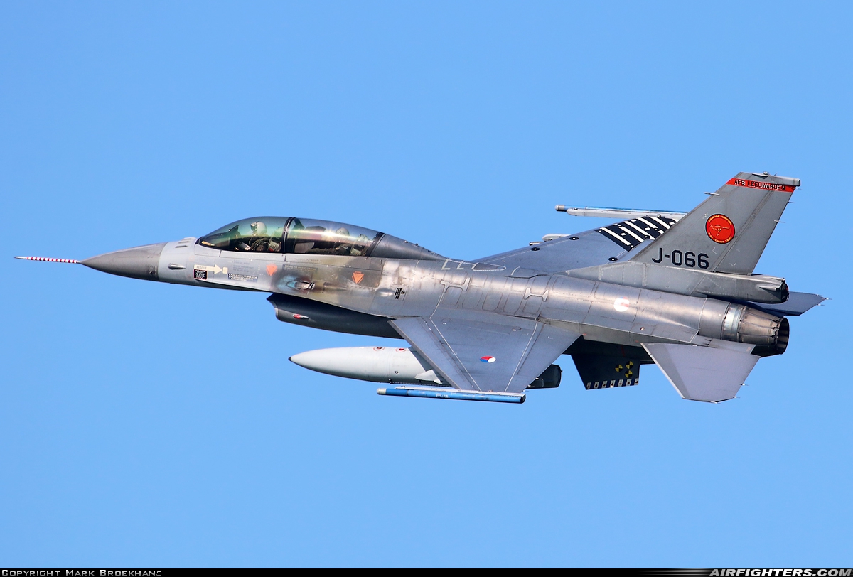 Netherlands - Air Force General Dynamics F-16BM Fighting Falcon J-066 at Leeuwarden (LWR / EHLW), Netherlands