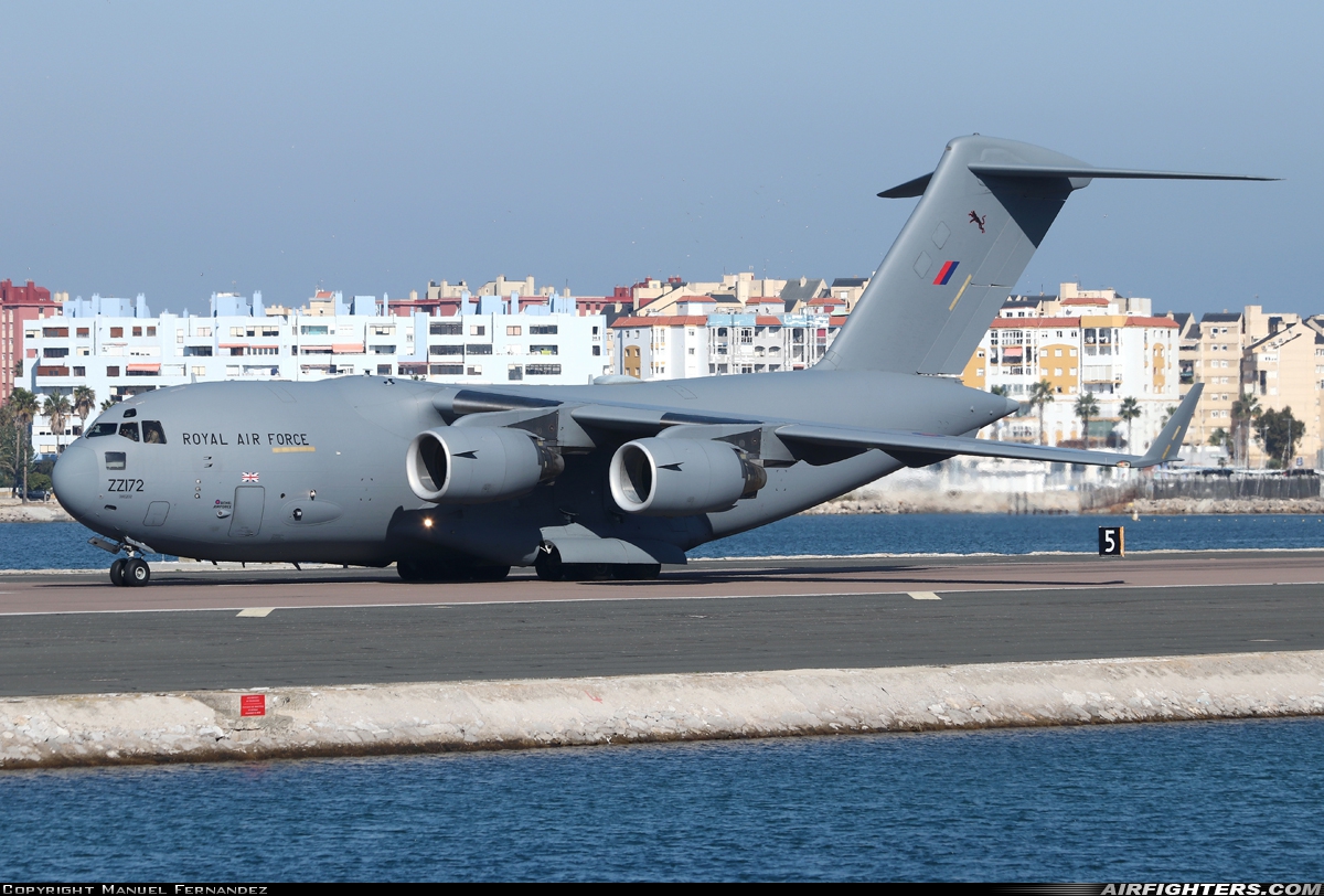 UK - Air Force Boeing C-17A Globemaster III ZZ172 at Gibraltar - North Front (GIB / LXGB), Gibraltar