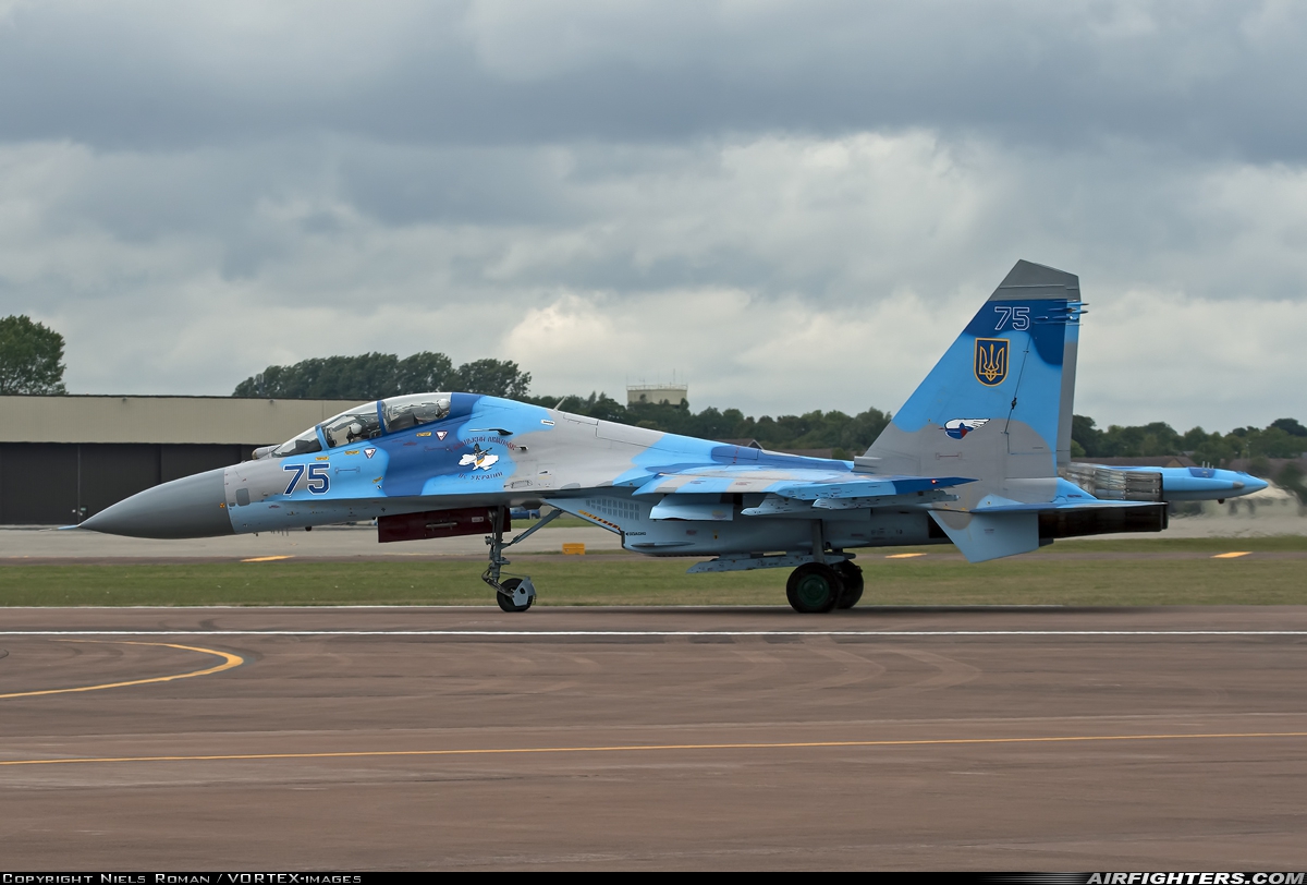 Ukraine - Air Force Sukhoi Su-27UB  at Fairford (FFD / EGVA), UK