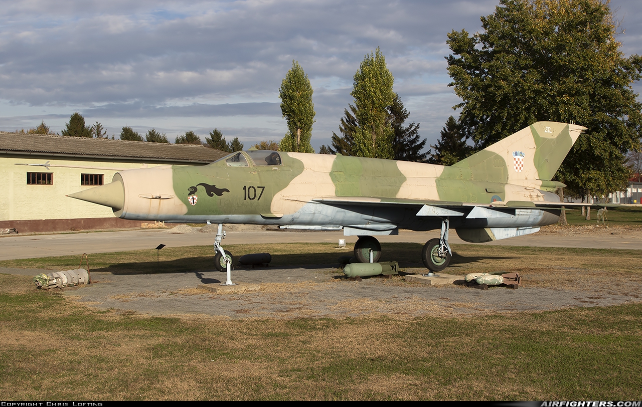 Croatia - Air Force Mikoyan-Gurevich MiG-21bis 107 at Off-Airport - Vukovar, Croatia