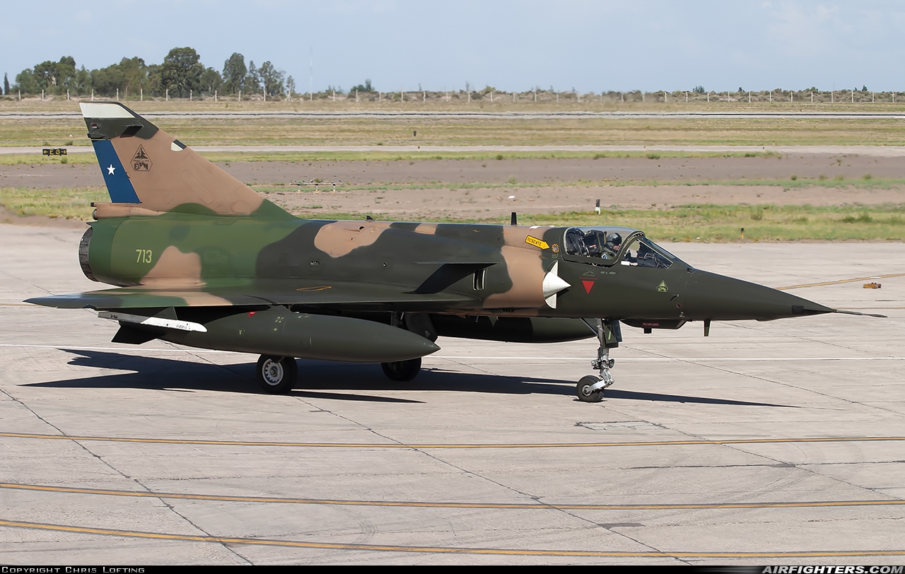 Chile - Air Force Dassault Mirage 5MA Elkan 713 at Mendoza - El Plumerillo (MDZ / SAME), Argentina
