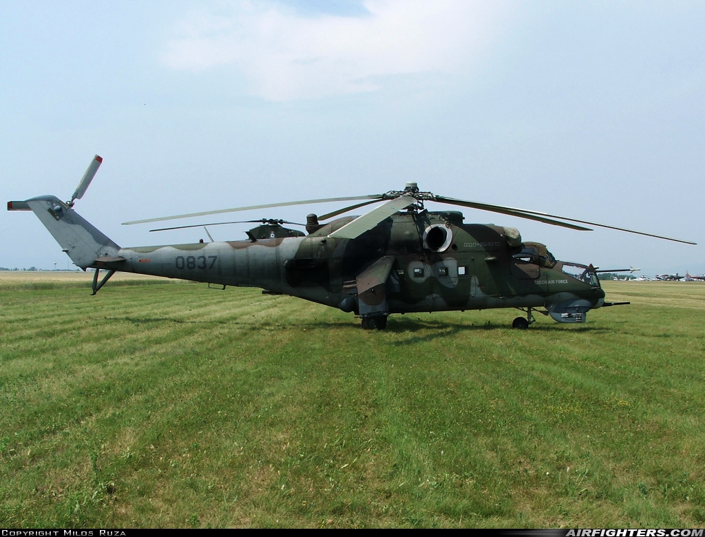 Czech Republic - Air Force Mil Mi-35 (Mi-24V) 0837 at Roudnice nad Labem (LKRO), Czech Republic