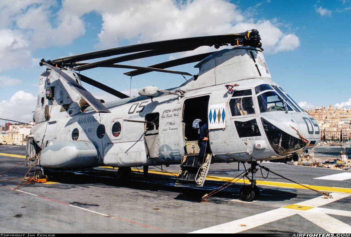USA - Marines Boeing Vertol CH-46E Sea Knight (107-II) 153994 at Off-Airport - Cagliari Harbor, Italy