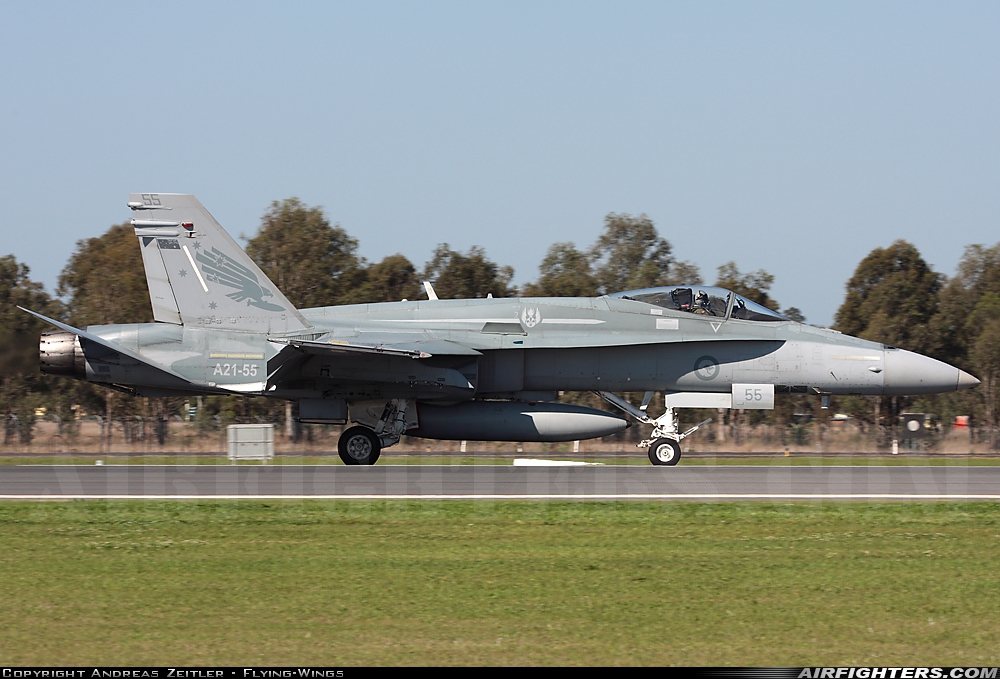 Australia - Air Force McDonnell Douglas F/A-18A Hornet A21-55 at Amberley (YAMB), Australia