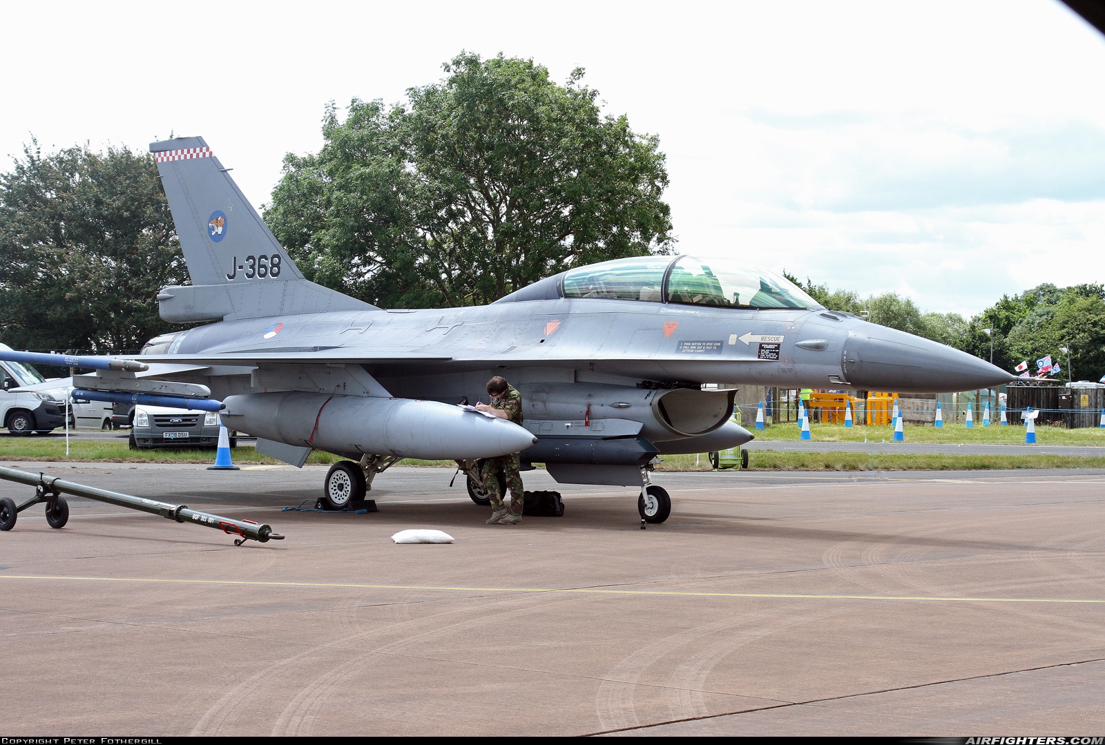 Netherlands - Air Force General Dynamics F-16BM Fighting Falcon J-368 at Fairford (FFD / EGVA), UK