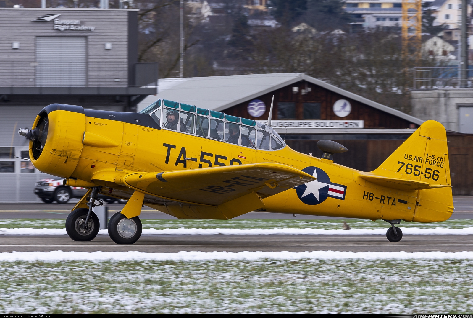 Private Noorduyn AT-16 Harvard II HB-RTA at Grenchen (LSZG), Switzerland