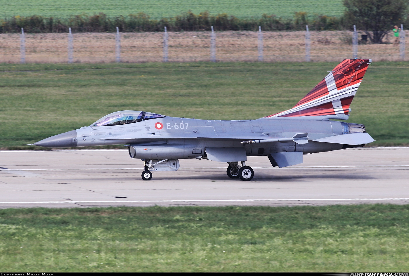 Denmark - Air Force General Dynamics F-16AM Fighting Falcon E-607 at Ostrava - Mosnov (OSR / LKMT), Czech Republic